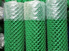 фото 2 - сетка рабица пвх, зеленая 55х55х2,5, рулон 2х10 м